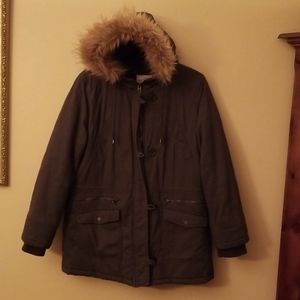 Womens Artic Parka Hooded Jacket Dark Gray